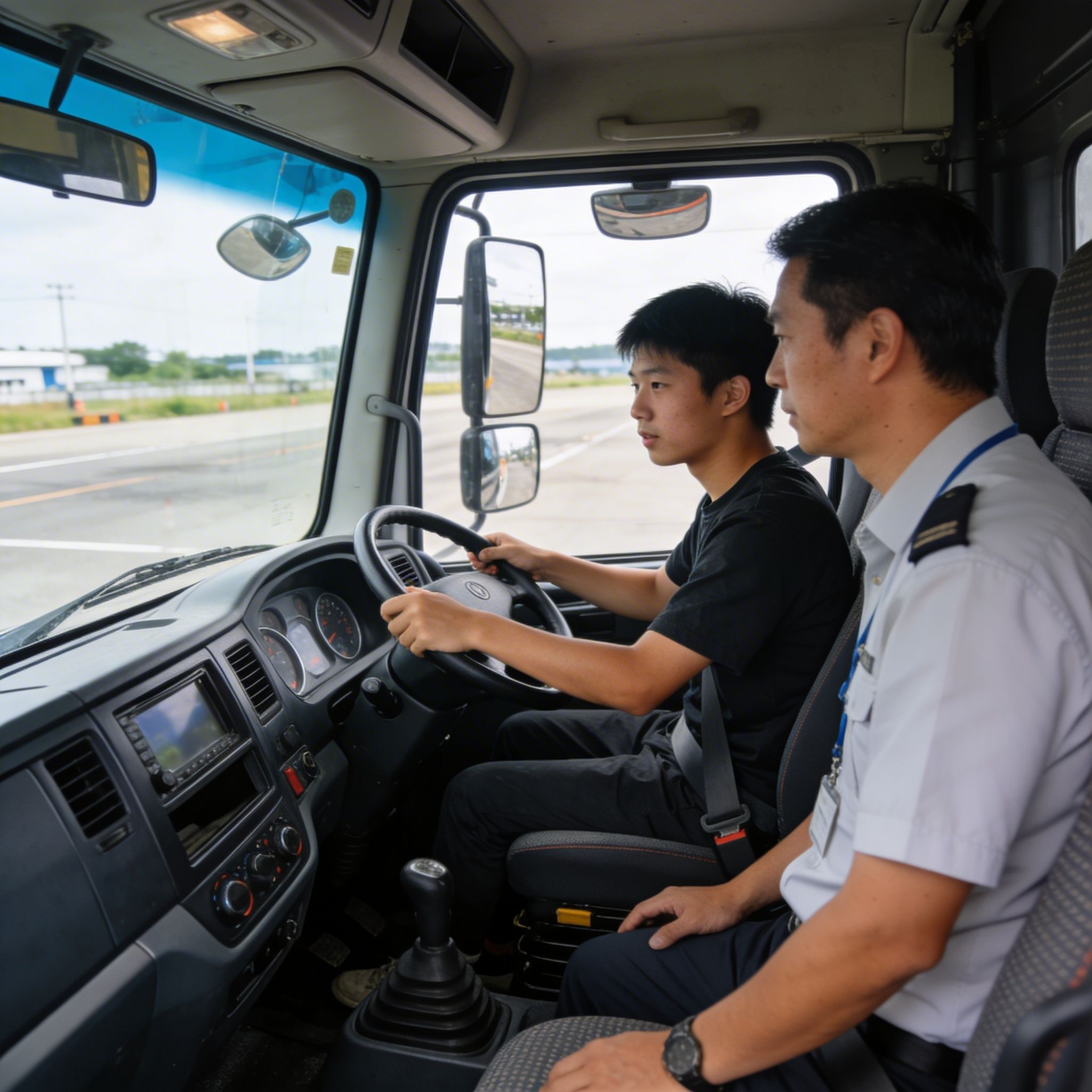 Learning to maneuver a large vehicle during CDL training